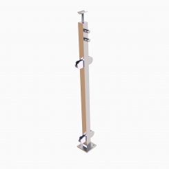 Mittelpfosten vierkant für Glasgeländer mit 2 Querstabhalter 