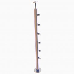 Geländerpfosten rund für Relinggeländer mit 6 Querstabhalter 